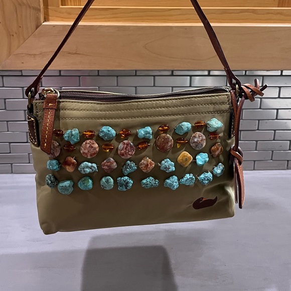 Dooney & Bourke Pouchette with custom stones, genuine Turquoise and Amber - Picture 5 of 16